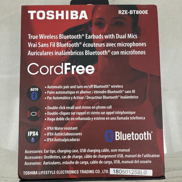 Toshiba Blue True Wireless Earbuds Built In Dual Mics For Clear Calls NIB - Picture 3 of 4
